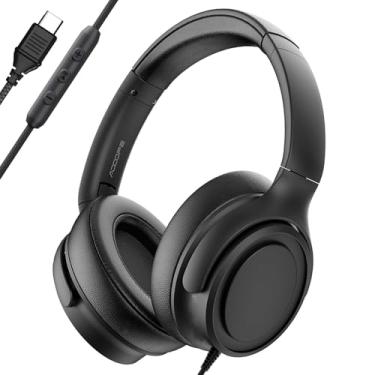 Imagem de ADOOPE Nozoh Fones de ouvido com fio Over-Ear com faixa de cabeça ajustável, preto
