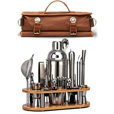 Imagem de DUEBEL Kit Barman | Conjunto Profissional de 24 Peças para Bar de Mixologia | com Bolsa de Viagem para Barman e Suporte de Bambu Estiloso | Perfeito para Uma Experiência Incrível de Mistura de Bebidas