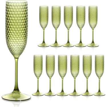 Imagem de Taças de champanhe de plástico, taças de champanhe, taças inquebráveis para brindes de casamento, copos de vinho, copos de vinho de diamante reutilizáveis, copos de vinho de festa, copos de vinho