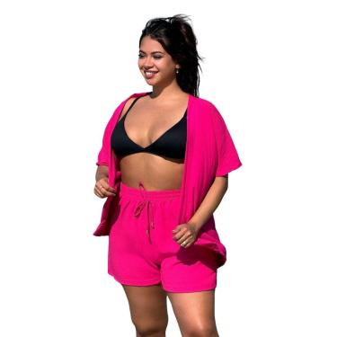 Imagem de CONJUNTO FEMININO KIMONO/CARDIGAN E SHORT PLUS SIZE-Feminino