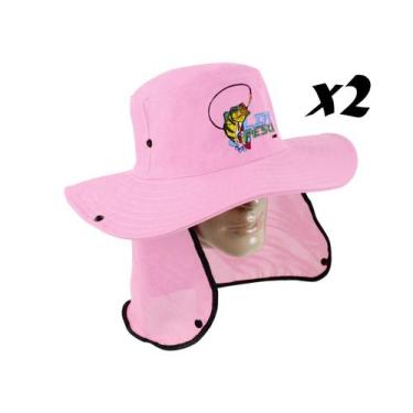Imagem de Kit 2 Chapéus Com Protetor De Nuca LIFE PESCA - Várias Cores, Rosa cla