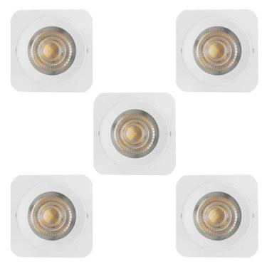 Imagem de KIT 5 SPOT LED QUADRADO FIXO SOBREPOR 5W BRANCO QUENTE 3000k BRANCO BI