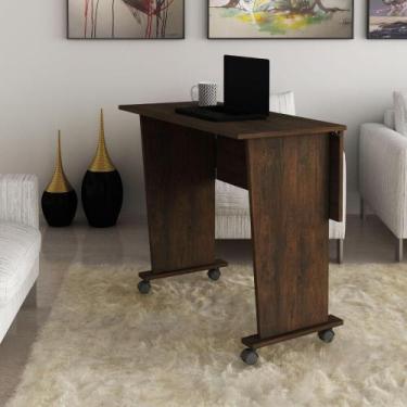 Imagem de Mesa Dobrável com Rodízios Tecno Mobili - Rústico, Marrom
