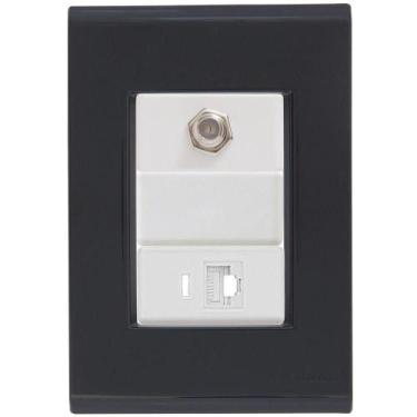 Imagem de Cj Tomadas Rj45 Ethernet + Tv Coaxial Liz Grafite Tramontina Completo 