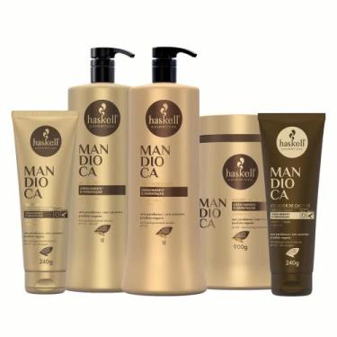 Imagem de Kit Haskell Mandioca Hidratante e Fortalecedor 1L 5 Itens