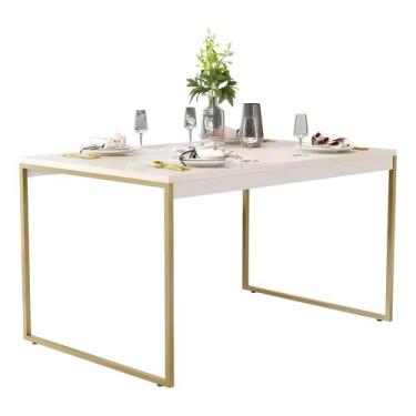 Imagem de Mesa Industrial Retangular 120x80 Pé Metal Cozinha Jantar - QRV Shop, 