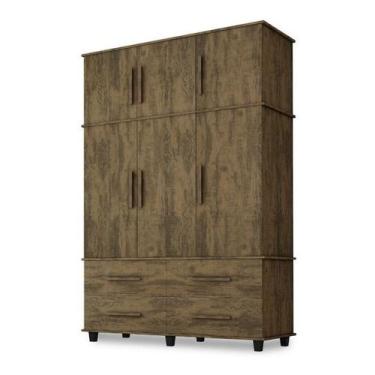 Imagem de Roupeiro Triplex Elegance 7 Portas 4 Gavetas Espelho Canela - Trinobel