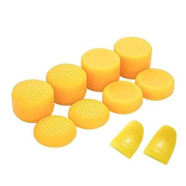 Imagem de Alargador de botões de substituição L2 R2 + cabo de silicone analógico para polegar da Sony PS4 PS4 Pro Slim Controller (amarelo)