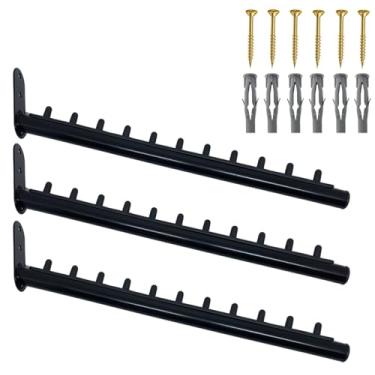 Imagem de Kit Três Araras 40cm Rt Inclinadas Para Loja Fixa De Parede (Preto)