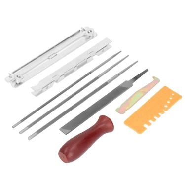 Imagem de Kit de Arquivos de Nitidez da Serra Elétrica, Acessório de 10pcs para Projetos de Artesanato de Oficina de Jardim, Aço Carbono, Maçaneta de Madeira, Com Bolsa de Armazenamento,