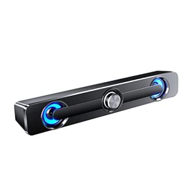 Imagem de Alto-falante de computador 3W USB com fio barra potente subwoofer estéreo alto-falante baixo caixa de som surround para PC laptop (cor: preto)