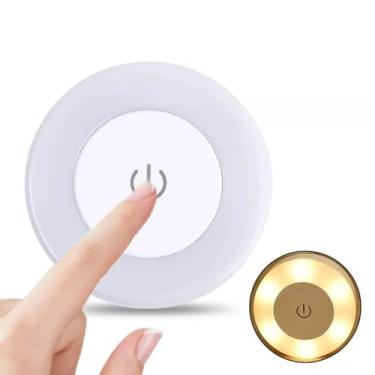 Imagem de Lâmpada Noturna LED Sensível 1 Modo Carregamento USB Base Magnética Luz de Parede Redonda Portátil Decoração de Interior (Amarela)