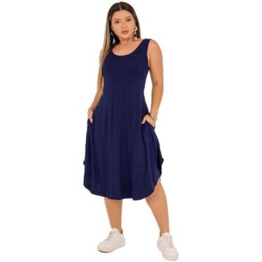 Imagem de Vestido Soltinho Regata Com Bolso Midi Feminino Gestante - Shop Luiza,