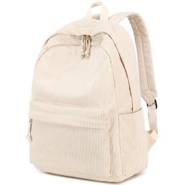 Imagem de Mochila escolar BTOOP Corduroy para adolescentes com laptop de 17 polegadas bege
