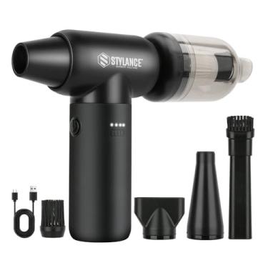 Imagem de STYLANCE Espanador de ar comprimido, espanador de ar elétrico de 110.000 RPM, mini soprador a jato seco para computador, teclado, carro, casa, limpeza externa, tipo C (preto)