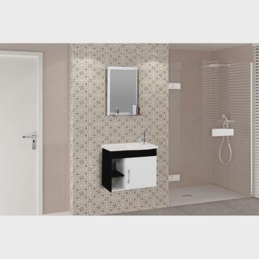 Imagem de Conjunto Gabinete de Banheiro Suspenso 55cm 1 Porta com Cuba e Espelheira Turin