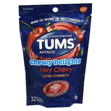 Imagem de Tums Chewy Delights Ultra Strength Soft Chews Very Cherry 32 cada por Nicorette (pacote com 4)