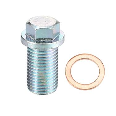 Imagem de X AUTOHAUX 1 conjunto de bujão de drenagem de óleo de motor de carro M14x1.5 com arruela A1119970330 para Mercedes-Benz C320 2001-2005 aço prateado