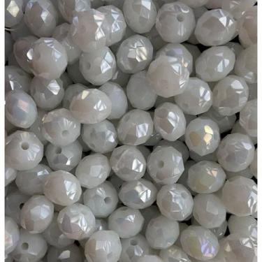 Imagem de Kit 200 Cristais Miçangas Brancas 8 mm Umbanda Guia - Lua Mística - 10