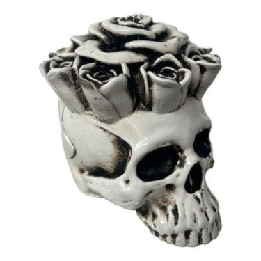 Imagem de Escultura Crânio Rosa Caveira em Resina 8,5 Cm Marfin - Lua Mística - 