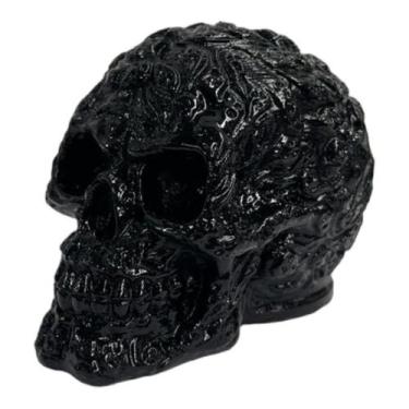 Imagem de Escultura Crânio Relevos Preto em Resina - Lua Mística - 100% Original