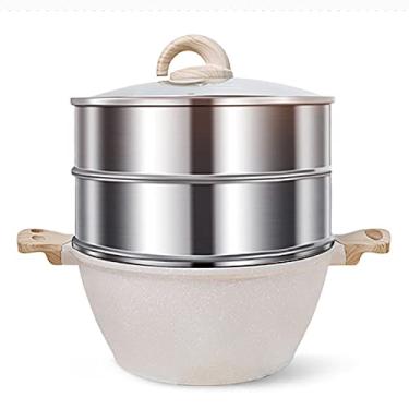 Imagem de sdjyVer Panela a vaporizador/panela de sopa/panela quente/fritadeira/pedra King Kong, fundo de panela composto de 6 camadas, pães cozidos no vapor, sopa cozida (tamanho: 20 cm) (24 cm)