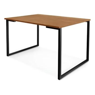 Imagem de Mesa Industrial Retangular 120x80 Pé Metal Cozinha Jantar (Freijó/Preto)