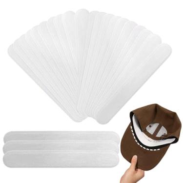 Imagem de 50 peças de forro de suor para boné, forros brancos absorventes para bonés, sem suor, chapéus de tênis