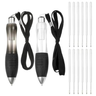 Imagem de PATIKIL 2 canetas grandes e grossas, pretas, transparentes, pesadas, canetas esferográficas retráteis, de grande aderência, grossa com alça para tremores de mão, pessoas com deficiência (6 refis