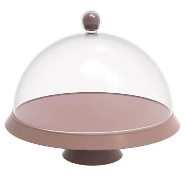 Imagem de Porta Bolo 25cm Bubble com Cúpula e Pé Crippa Amêndoa Tortas