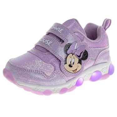 Imagem de Disney Tênis de corrida feminino Minnie Mouse Light Up sem cadarço (bebê/menina), Lilás, 19