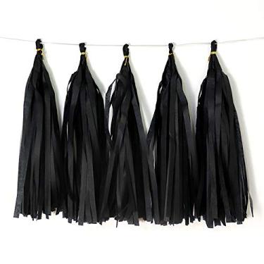 Imagem de Borla de papel para pendurar enfeites de papel da Bining Teissue decoração de festa para decorações de festa casamento, festivais, decoração de chá de bebê 20 peças, black 25cm