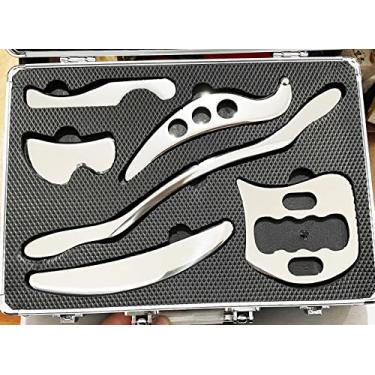 Imagem de NCCYOOT Conjunto Gua Sha, conjunto de raspadores musculares de aço inoxidável Gua Sha da IASTM Tool para terapia de tecidos macios e reduzir dores musculares nos braços, pernas, costas e ombros (6C