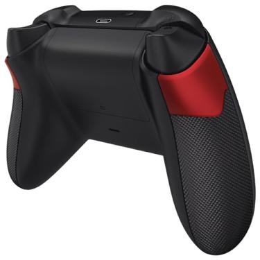 Imagem de eXtremeRate Scarlet Red & Black Performance Rubberized Grips Replacement Back Panels for Xbox Series X/S Controller, Non-Slip Diamond Texture Side Rails Handles for Xbox Core - Controller NOT Included