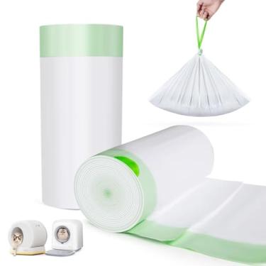 Imagem de Pacote com 80 sacos de areia para gatos, apto para caixa de areia autolimpante para gatos Meo Want MW-SC01/MW-SC01-Y/MW-LR01, cordão de 1,5 mil de espessura, caixa de areia para gatos resistente