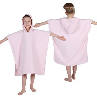 Imagem de Superior Poncho de algodão felpudo infantil, toalha de banho macia e absorvente com capuz, acessórios de banheiro, longos, roupões de banho de pelúcia para banho, chuveiro, spa, resort, praia, piscina