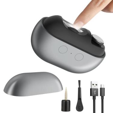 Imagem de Cortador de unhas elétrico RIMOL 3 em 1 com luz LED cinza fosco