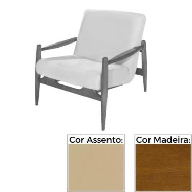 Imagem de Poltrona MH-3710 Herval Madeira Amêndoa Assento Estofado Bege G6