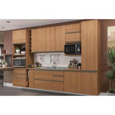 Imagem de Kit Cozinha Modulada 15 Peças Maxxi 1 (4Aéreos+4Balcões+4Complementos+2Paneleiros+1Nicho) C15P46 Canela-Kappesberg