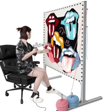 Imagem de Kerty Moldura de tufos de tapete de 139 cm, kit de moldura de tufos de metal de alumínio para fabricação de tapetes, um suporte de pano de tufo mais seguro para iniciantes e amantes