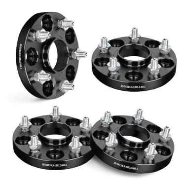 Imagem de EVIL ENERGY Espaçadores de roda 5 x 4,5 20 mm compatíveis com Tacoma 1996-2015, 5x114,3 mm Hubcentric com borda 5 terminais 60,1 mm furo de cubo M12x1,5 pinos pretos