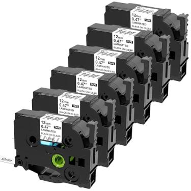 Imagem de TZe 131 TZ Fita de 12 mm 0,47 laminada transparente TZe-131 Substituição para Brother Label Maker Tape Clear TZe131 Tze, preto sobre transparente para Brother PT-D210 PT-H110 PT-D220 PT-D400 PT-D600,