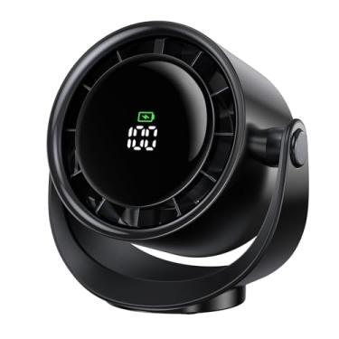 Imagem de MORECORE Ventiladores De Mesa Para Quarto, Ventilador Turbo Silencioso Fluxo Ar Forte, 17 Horas Funcionamento, Rotação 360° E 5 Velocidades, Bateria 4000 Mah Com Display Led, Escritório Mesa, Preto