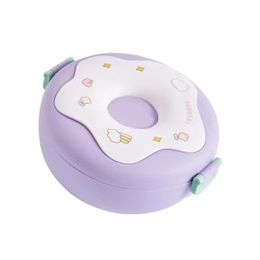 Imagem de Box Lunch Recectista de Microondas Seguro de Rosquinha Com Pano de Pão para o Garfo para Escolar (Roxo)