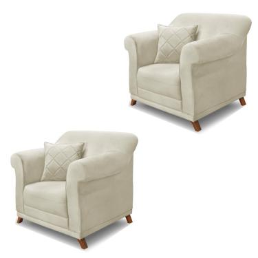 Imagem de Kit 2 Poltronas Decorativas C/2 Almofadas Veludo Bege