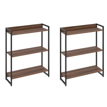 Imagem de Kit 2 Estantes Escritório 3 Prateleiras 104x80cm Nogal