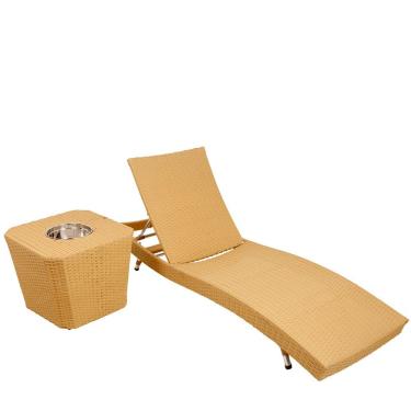 Imagem de Espreguiçadeira Com Mesa Em Alumínio, 6 Regulagens Avelã