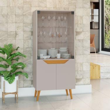 Imagem de Cristaleira 4 Portas Plena Candian Jcm Móveis Off White/Cinamomo