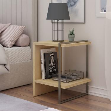 Imagem de Mesa De Cabeceira 100% Mdf Com Metalon Infinity Genialflex Savana