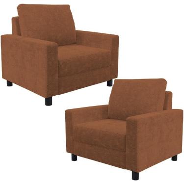 Imagem de Kit 02 Poltronas Decorativa Para Sala De Estar E Recepção Malta L02 Bouclê Terracota